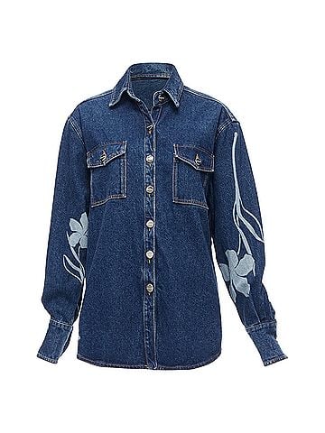 David Koma David Koma organic cotton floral silver logo button shirt (view 1)