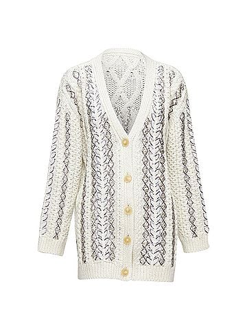 Mario Valentino Valentino Garavani silver wool sequin logo embellished cardigan (view 1)
