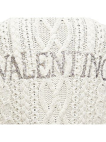 Mario Valentino Valentino Garavani silver wool sequin logo embellished cardigan (view 2)