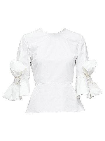 Roksanda Roksanda Kemi cotton poplin bow cuff sleeve peplum top (view 1)
