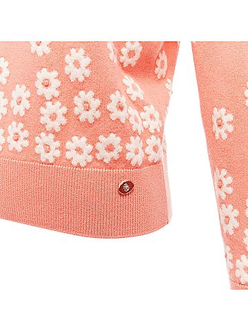 Chanel Chanel peach cashmere blend floral CC knitted pullover sweater (view 2)