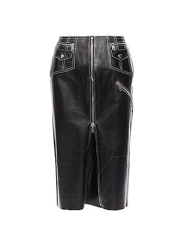 Alexander McQueen Alexander McQueen leather overstitch biker zip pencil skirt (view 1)