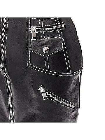 Alexander McQueen Alexander McQueen leather overstitch biker zip pencil skirt (view 2)