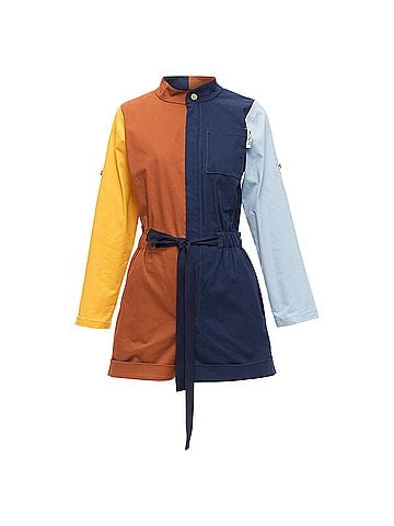 Monse Monse colorblocked belted long sleeve romper (view 1)