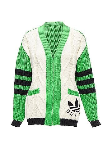 Gucci Gucci Adidas logo pocket varsity cable knit cardigan coat (view 2)
