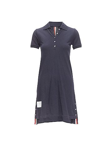 Thom Browne Thom E signature stripe webbing pique polo dress (view 1)