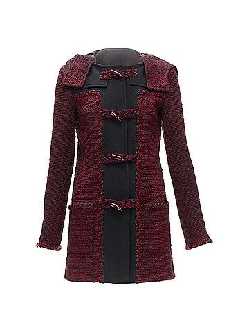 Chanel Chanel wool tweed CC logo toggle button duffel coat (view 1)