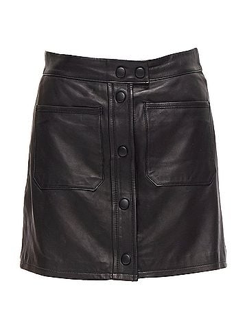 FRAME Frame lambskin leather snap button patch pocket mini skirt (view 1)