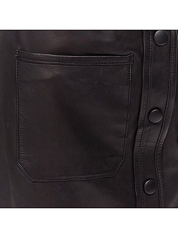 FRAME Frame lambskin leather snap button patch pocket mini skirt (view 2)