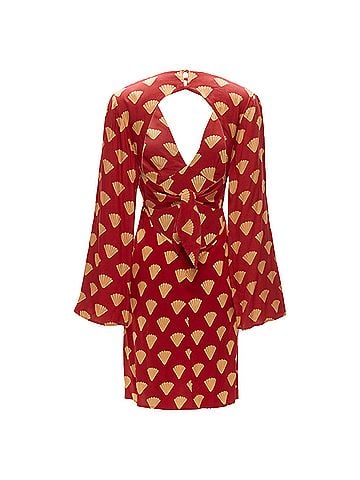 Rixo London Rixo oriental print V neck sleeves short dress (view 1)