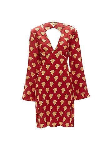 Rixo London Rixo oriental print V neck sleeves short dress (view 2)