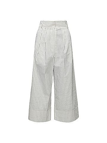 Tibi Tibi pinstriped linen pleated wide leg cropped pants (view 1)