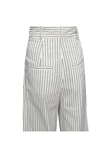 Tibi Tibi pinstriped linen pleated wide leg cropped pants (view 2)