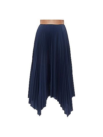 Loewe Loewe cowhide leather topstitched belt pleated skirt (view 1)