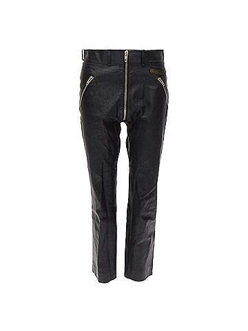 Balenciaga Balenciaga Demna logo patch zip cropped moto leather pants (view 1)