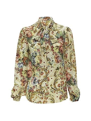 Dolce & Gabbana Dolce & Gabbana silk tapestry floral print tie neck blouse (view 1)