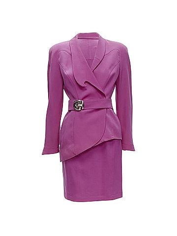 Thierry Mugler Thierry Mugler curved lapel metal buckle blazer (view 1)