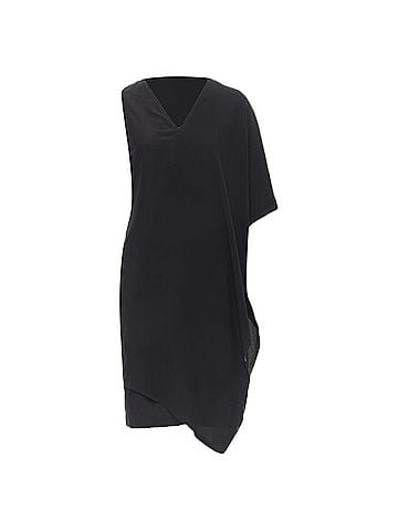 Maison Margiela Maison Margiela V-neck asymmetric bonded cape dress (view 1)