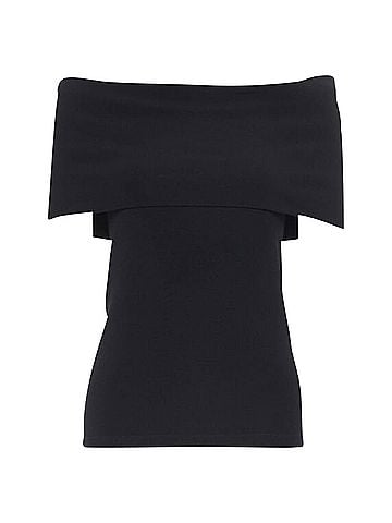 Rosetta Getty Rosetta Getty knitted banded off shoulder stretch top (view 1)