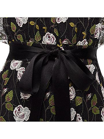 Giambattista Valli Giambattista Valli floral lace cape back belt tie dress (view 2)