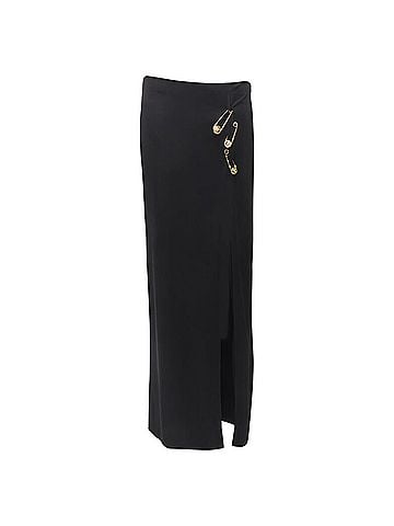 Versace Versace Medusa safety pin viscose high slit skirt (view 1)