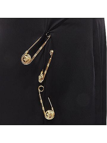 Versace Versace Medusa safety pin viscose high slit skirt (view 2)