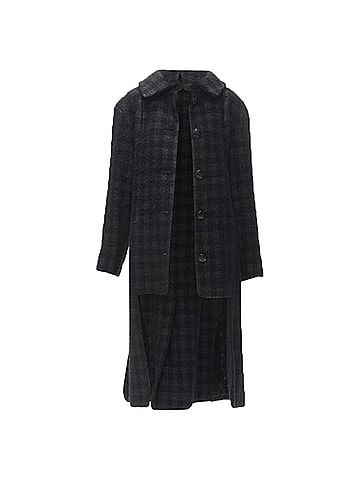 Chanel Chanel lurex check tweed Globe CC button high low coat (view 1)