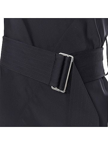 Victoria Beckham Victoria Beckham satin leather collar belted dress (view 2)