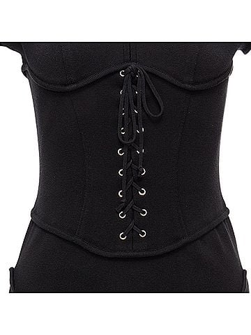 Thierry Mugler Thierry Mugler jersey corset lace up waist bodycon dress (view 2)