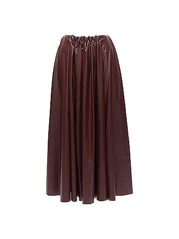 Roksanda Roksanda faux leather wool lined ruched waist A-line midi skirt (view 1)