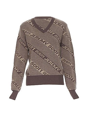 Jeremy Scott Jeremy Scott Paris logo intarsia wool short sweater (view 1)