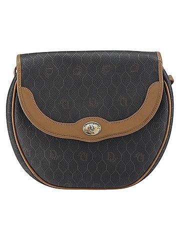 Dior Vintage Honeycomb Flap Crossbody Bag Coated Canvas Black Canvas Shoulder Bag Bag (view 1)