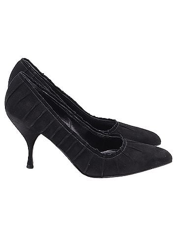 Prada Prada Pleated Pointed-Toe Pumps in Black Suede  (view 1)