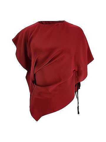 Roland Mouret Roland Mouret Draped Blouse in Red Silk (view 1)