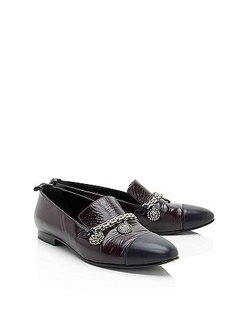Chanel Chanel Crackled Goatskin CC Charm Cap Toe Loafers (view 2)