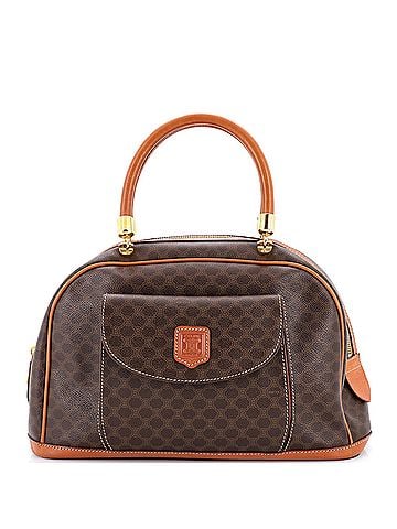 Céline Vintage Front Pocket Top Handle Bag Macadam Coated Canvas (view 1)