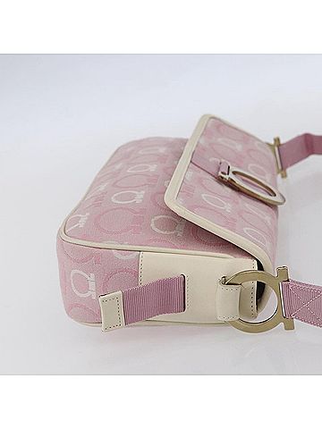Salvatore Ferragamo Gancini Shoulder Bag Canvas Pink Canvas Shoulder Bag Bag (view 2)