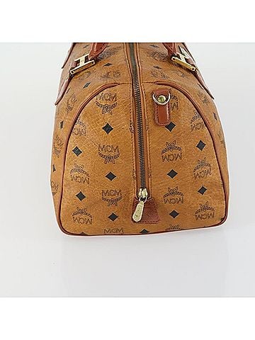 MCM Visetos Logogramme Handbag Canvas And Leather Brown Canvas Travel Bag Bag (view 2)