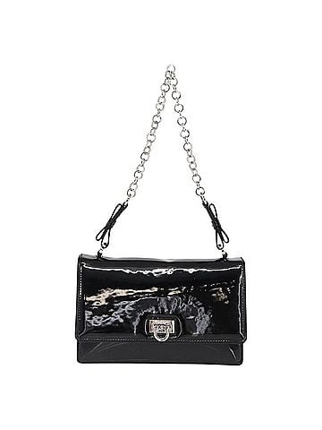 Salvatore Ferragamo Gancini Chain Shoulder Bag Patent Leather Black Patent_Leather Shoulder Bag Bag (view 1)