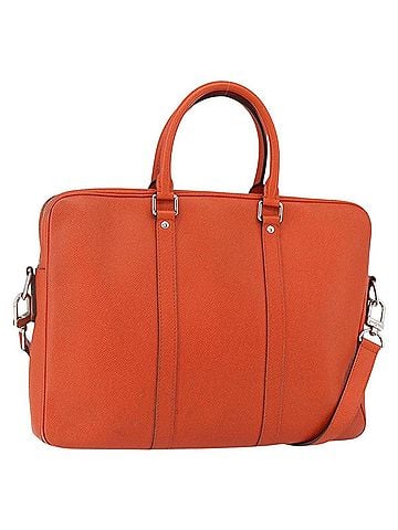 Louis Vuitton Porte-Documents Voyage Briefcase Taiga Leather Orange Leather Briefcase Bag (view 1)