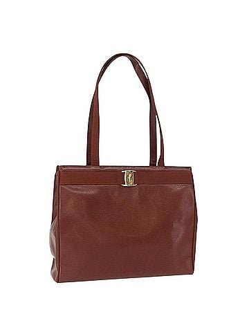 Salvatore Ferragamo Vala Tote Leather Brown Leather Tote Bag Bag (view 1)