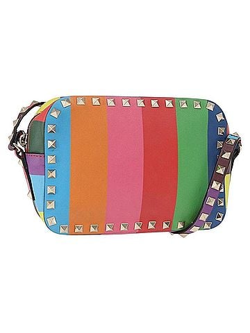 Valentino Garavani Rockstud 1973 Camera Crossbody Bag Striped Leather Gold Leather Shoulder Bag Bag (view 1)