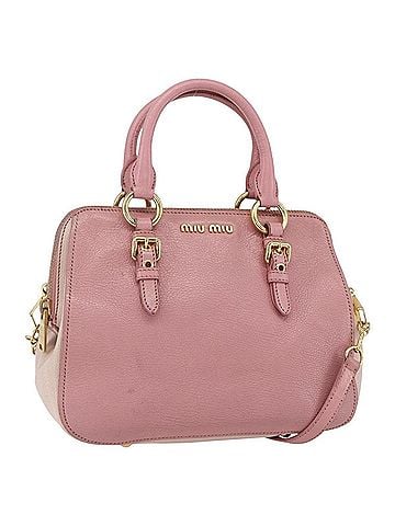 Miu Miu Madras Bowler Bag Leather Pink Leather Handbag (view 1)