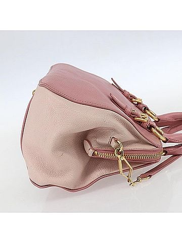 Miu Miu Madras Bowler Bag Leather Pink Leather Handbag (view 2)