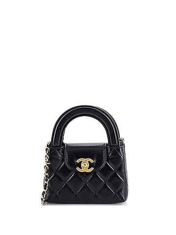 Chanel Kelly Top Handle Shopping Bag Quilted Shiny Aged Calfskin Nano (view 1)