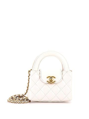 Chanel Kelly Top Handle Shopping Bag Quilted Shiny Aged Calfskin Nano (view 1)