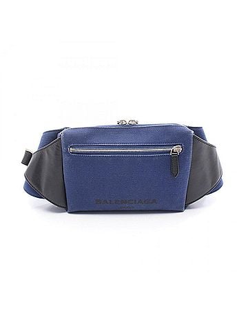 Balenciaga Balenciaga BALENCIAGA Belt Bag, Waist Body Canvas and Leather, Men's Women's, Navy Black, 433625 (view 1)
