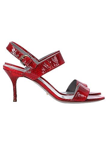 Sergio Rossi Sergio Rossi Ankle Strap Printed Sandals in Red Patent Leather (view 1)