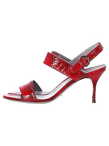 Sergio Rossi Sergio Rossi Ankle Strap Printed Sandals in Red Patent Leather (view 2)