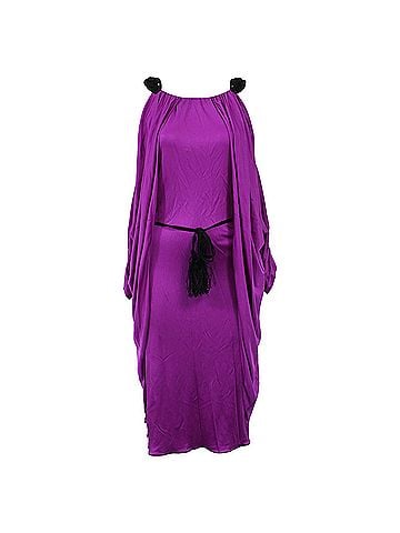 Temperley LONDON  Temperley London Draped Tassel Belt Midi Off-Shoulder Dress in Violet Viscose (view 1)